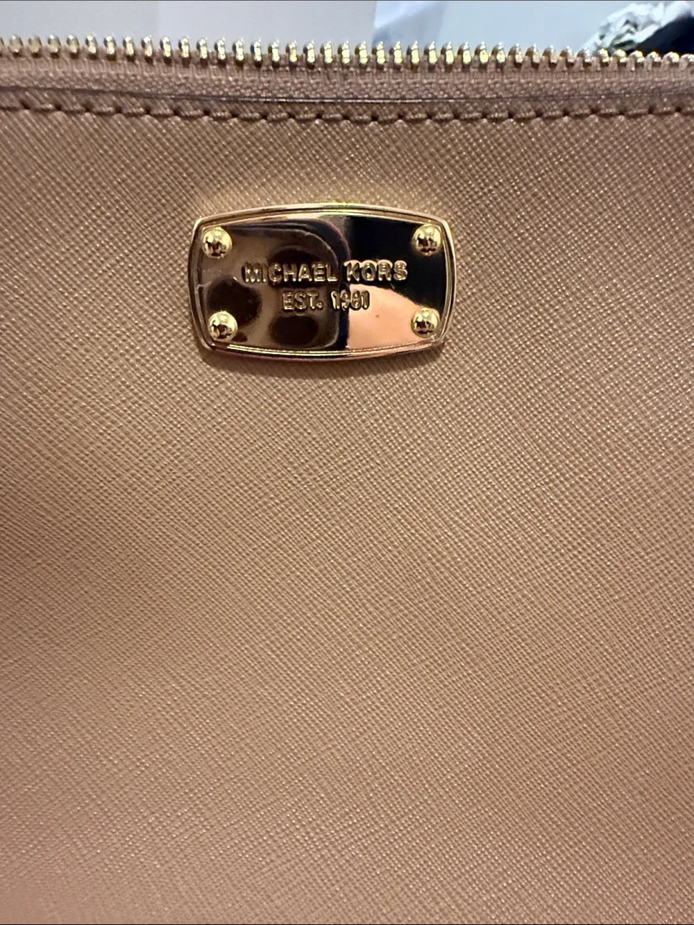 Michael Kors Beige Leather Crossbody with Gold Hardware